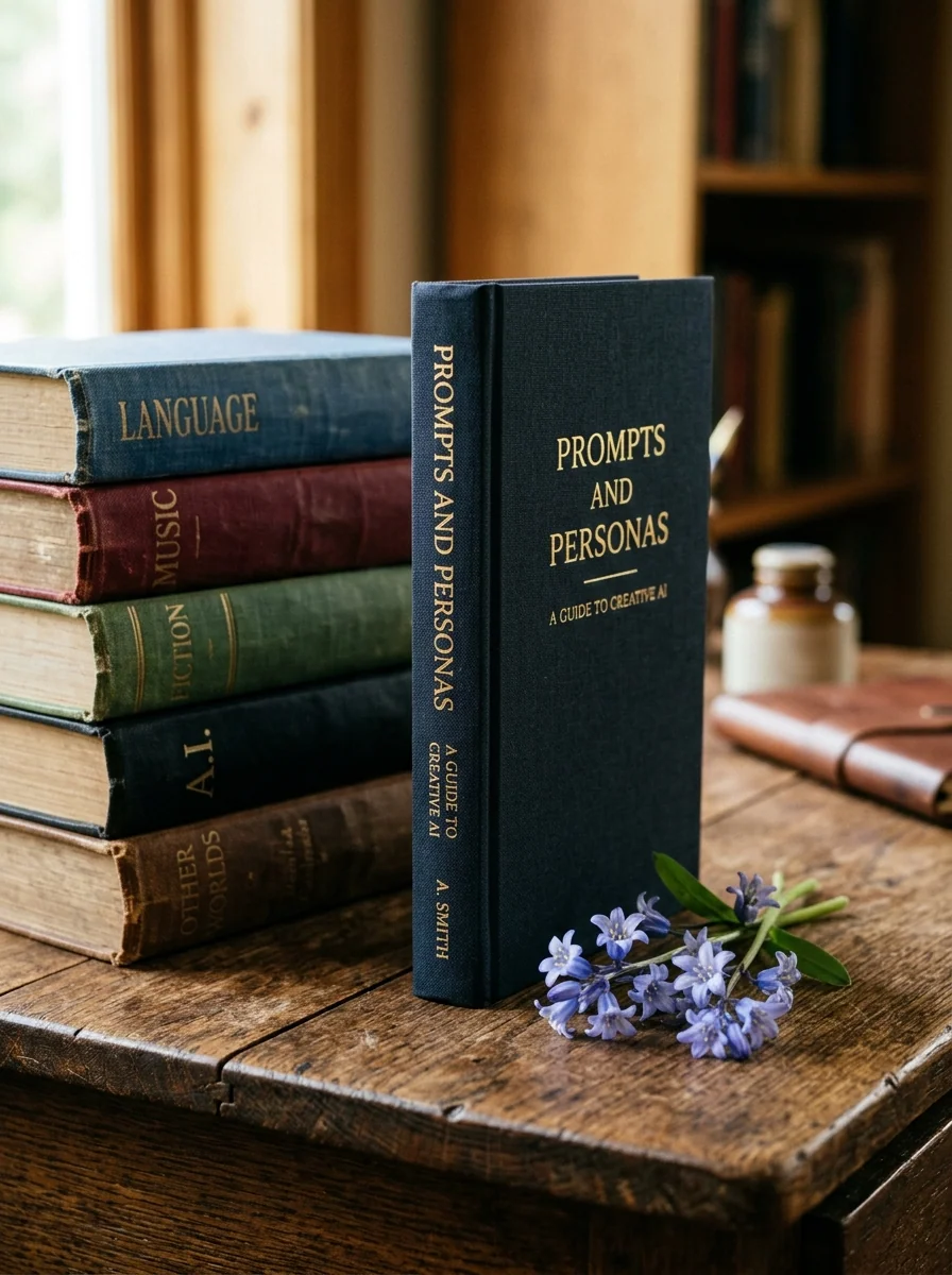Prompts and Personas book displayed in evening light